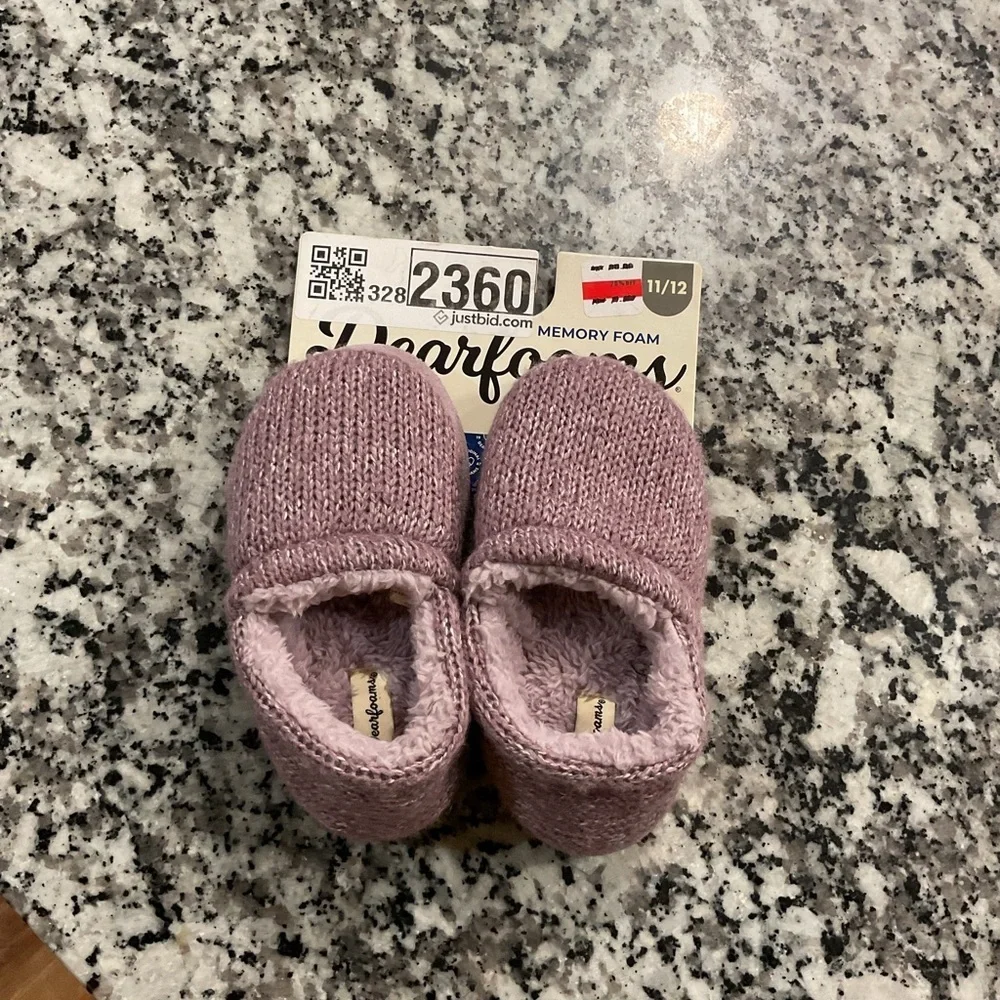 Dearfoams Lavender Knit Kids Slippers